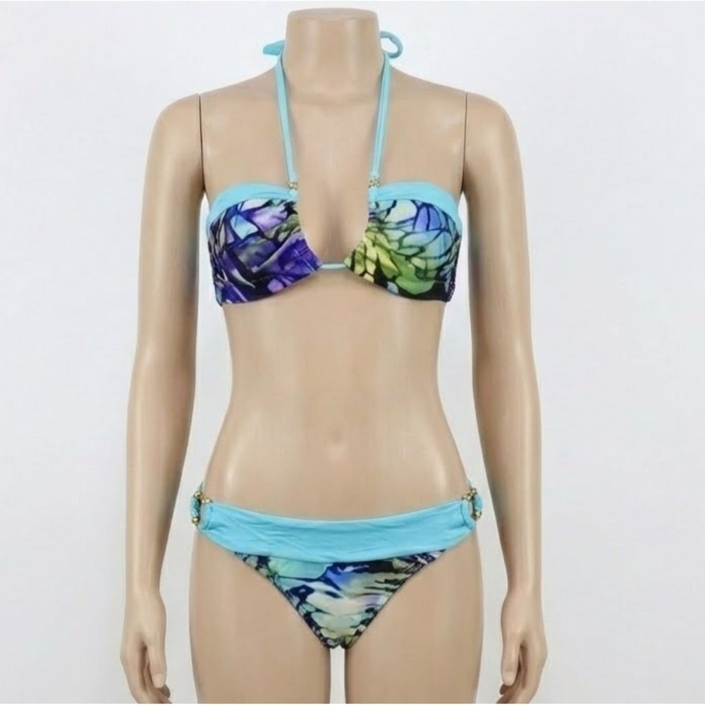Brazilian Blue Bikini Set Womens S Purple MILAGUA Halter Sexy Cheeky Latina NEWS